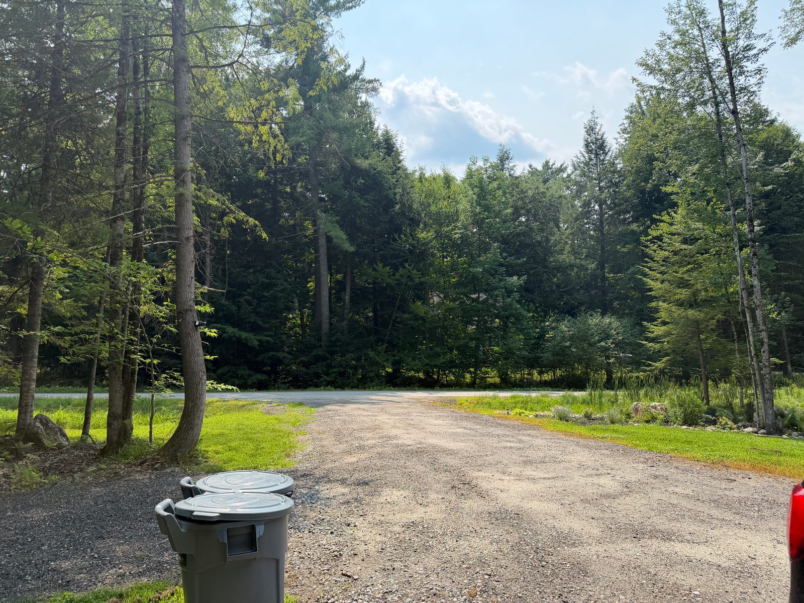 Barrels at the driveway's end